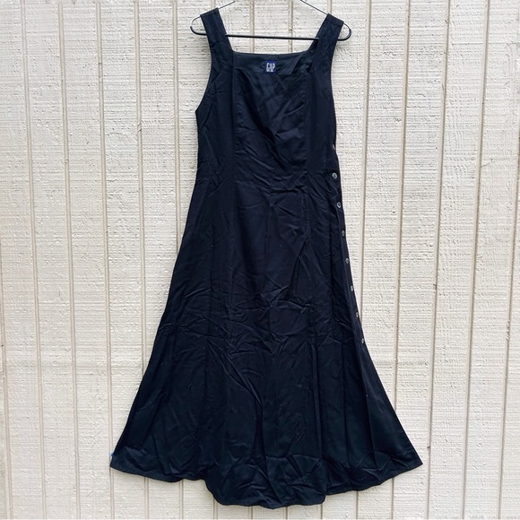 Simple Black Maxi Dress with buttoned down sides - Picture 1 of 3